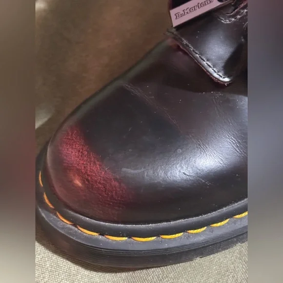 Dr. Martens Black and Burgundy Combat Boots - Picture 3 of 11